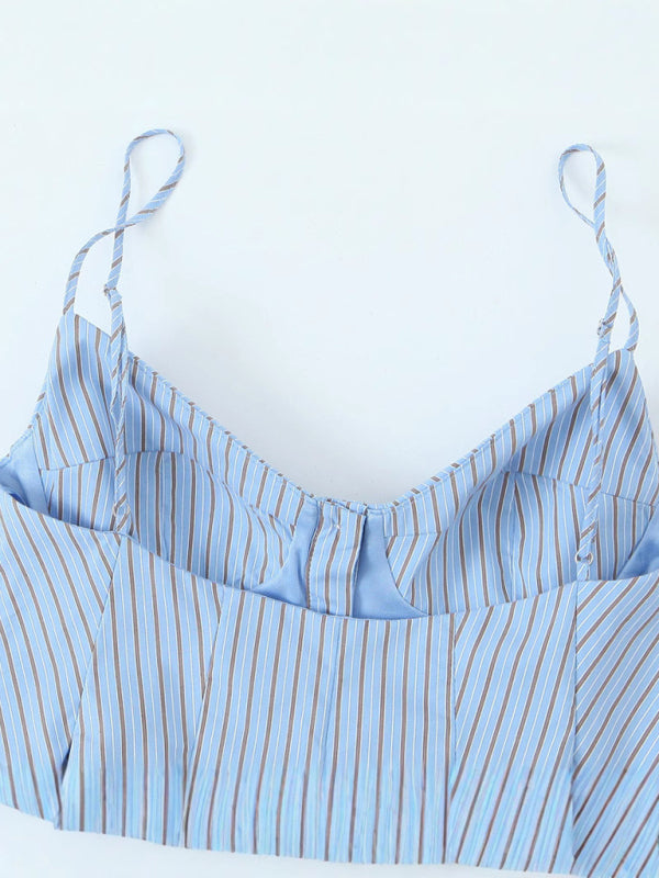 Blue and brown striped camisole top from Fashionable Spaghetti Strap Top collection