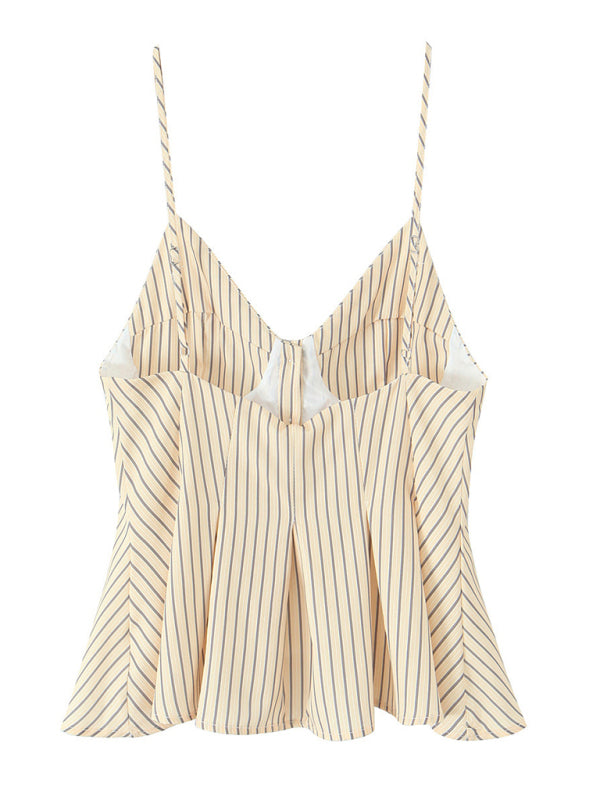 Striped sleeveless flared top from Fashionable Spaghetti Strap Top collection