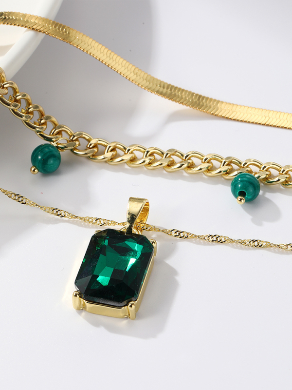 Five-pointed star stacked zircon metal necklace multi-layer necklace new style