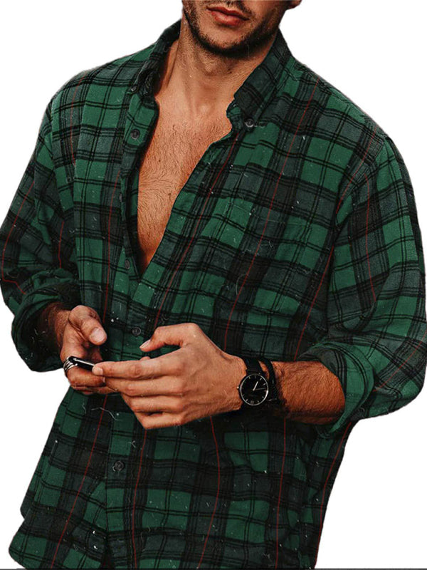 Flannel Plaid Men’s Long Sleeve Shirt