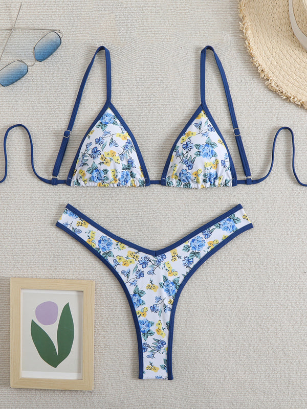 Floral print bikini - Blue / S
