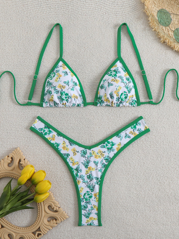 Floral print bikini - Green / S