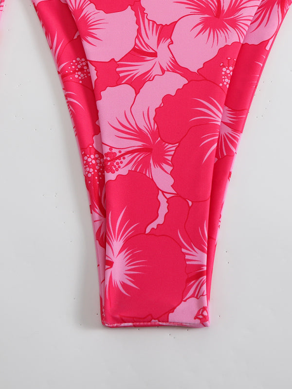 Floral print bikini bottom shown in the Floral Print Halterneck Bikini product display
