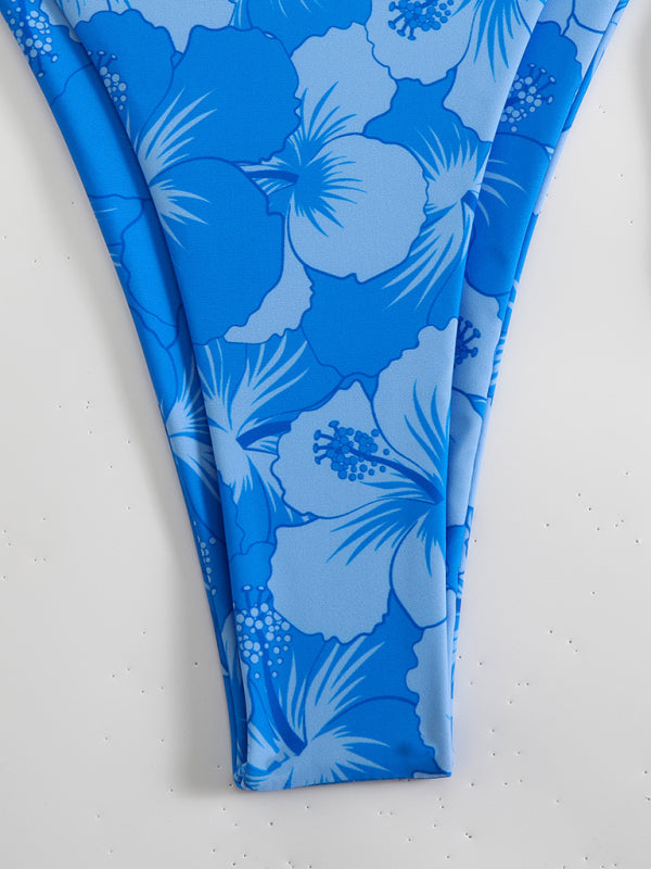 Blue floral print bikini bottom from the Floral Print Halterneck Bikini collection