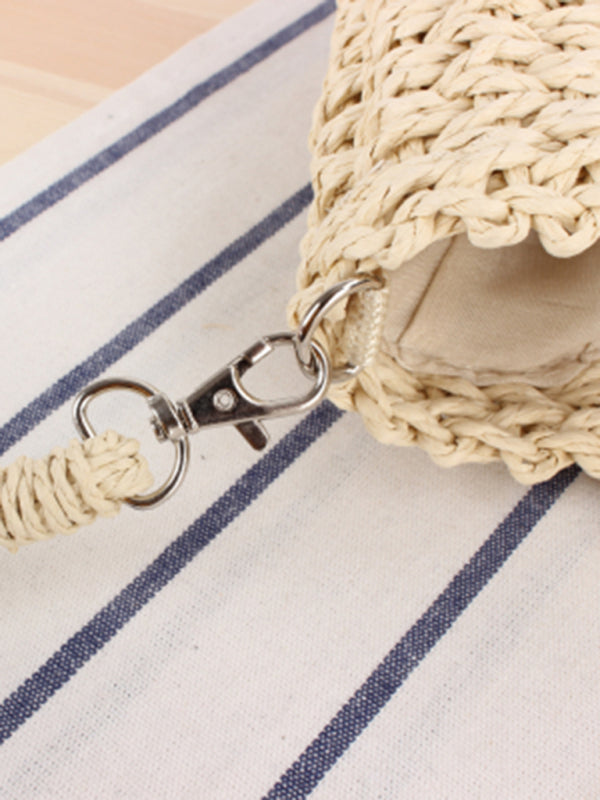 Half round straw woven bag beach hand woven bag holiday women’s bag
