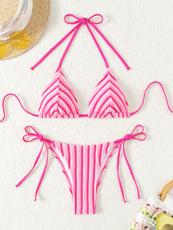 Halter neck bikini summer beach vacation swimsuit - Rose / XS