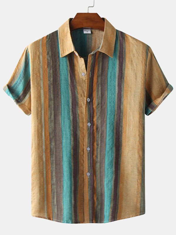 Hawaiian Style Casual Beach Vacation Printed Men’s Shirt - Green / M