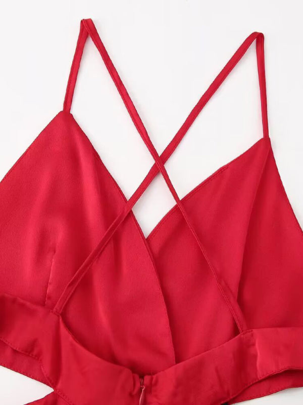 Red criss-cross strap dress from Hollow Strap Holiday Party Sexy Dress collection