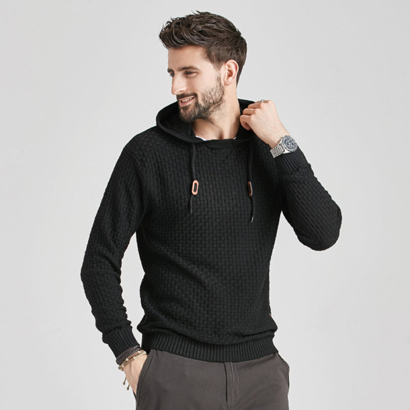 Hooded Pullover Knitwear Sports Casual Men’s Sweater - Black / S
