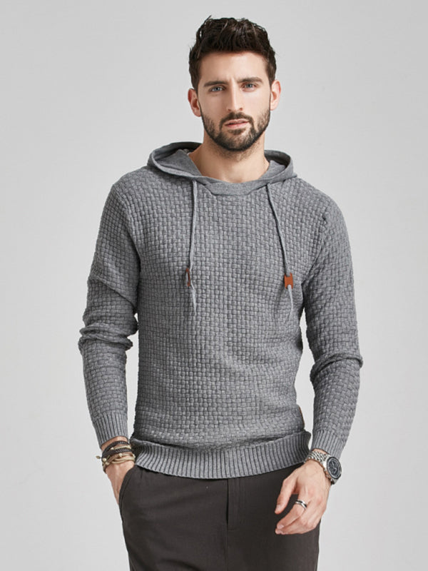 Hooded Pullover Knitwear Sports Casual Men’s Sweater - Charcoal grey / S