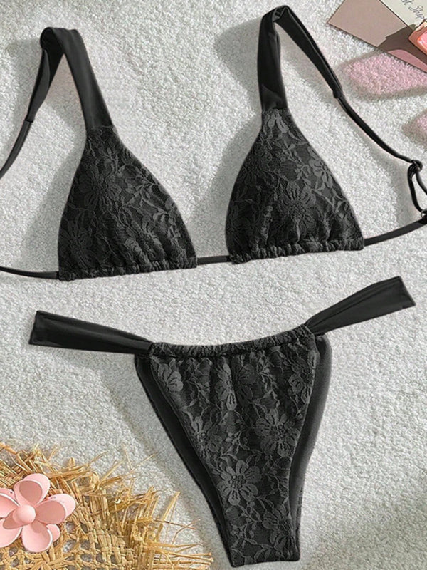 Lace sexy bikini - Black / S