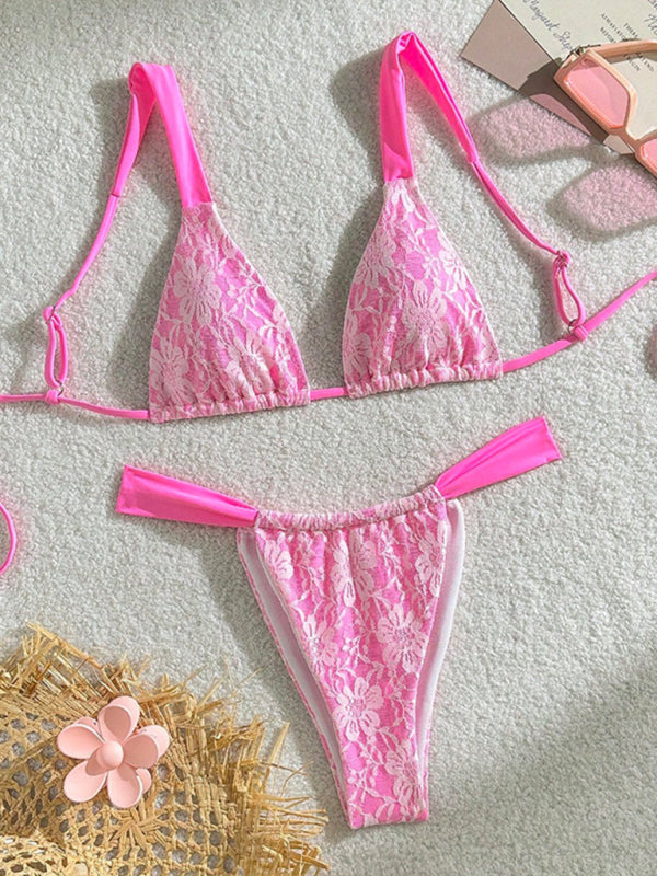 Lace sexy bikini - Pink / S