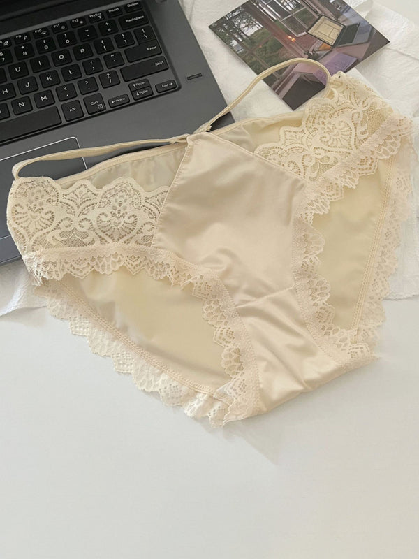 Lace Trim Self Design Women’s Panties - Cracker khaki / M