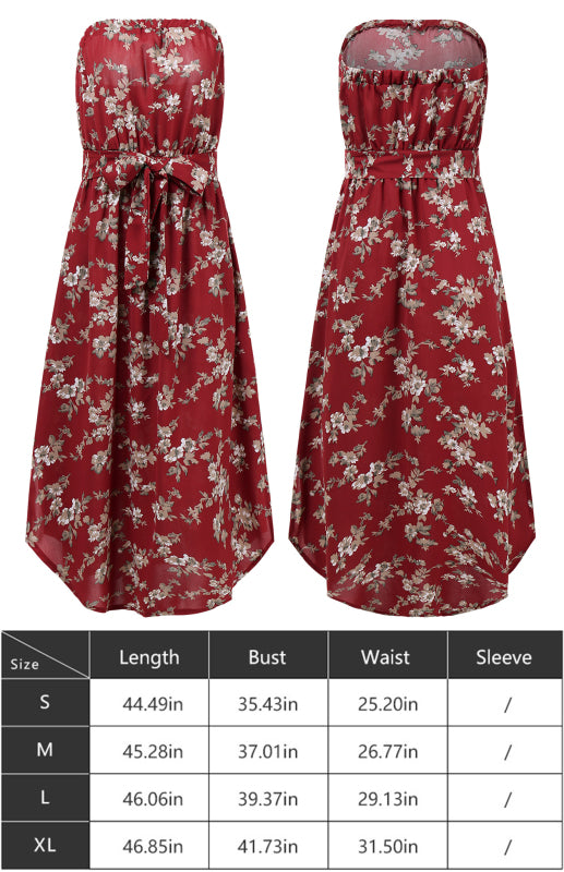 Ladies Summer Fashion Sexy Wrap Chest Chiffon Dress - Closther