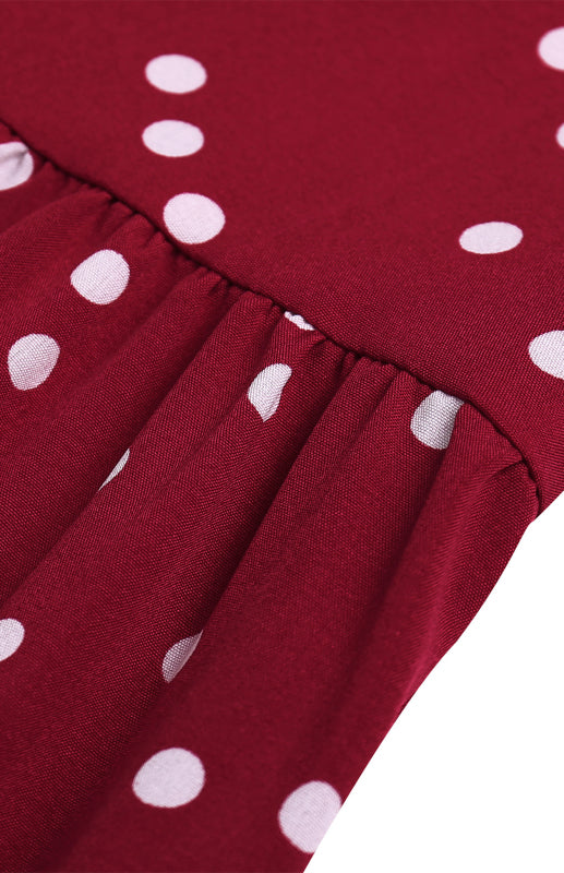 Ladies Summer Fashion V Neck Sling Polka Dot Dress Long Dress - Closther