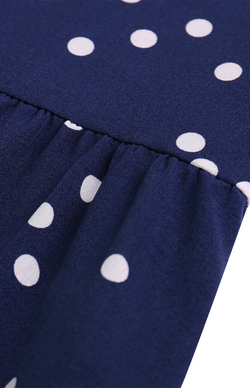 Ladies Summer Fashion V Neck Sling Polka Dot Dress Long Dress - Closther