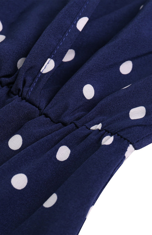 Ladies Summer Fashion V Neck Sling Polka Dot Dress Long Dress - Closther