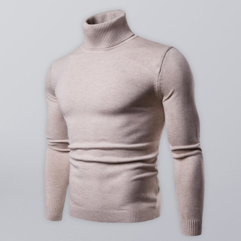 Lapel collar all-match wool men’s thick bottoming knitted sweater - Cracker khaki / M