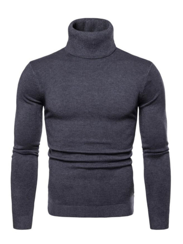 Lapel collar all-match wool men’s thick bottoming knitted sweater - Charcoal grey / M