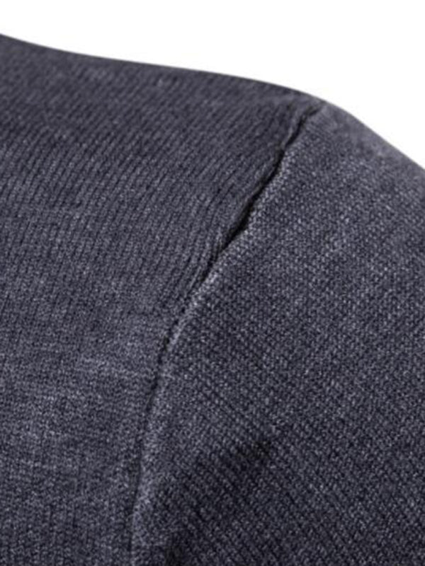 Lapel collar all-match wool men’s thick bottoming knitted sweater