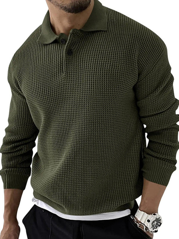 Lapel Sweater Men’s Fashion Urban Slim Long Sleeve Knitted Sweater