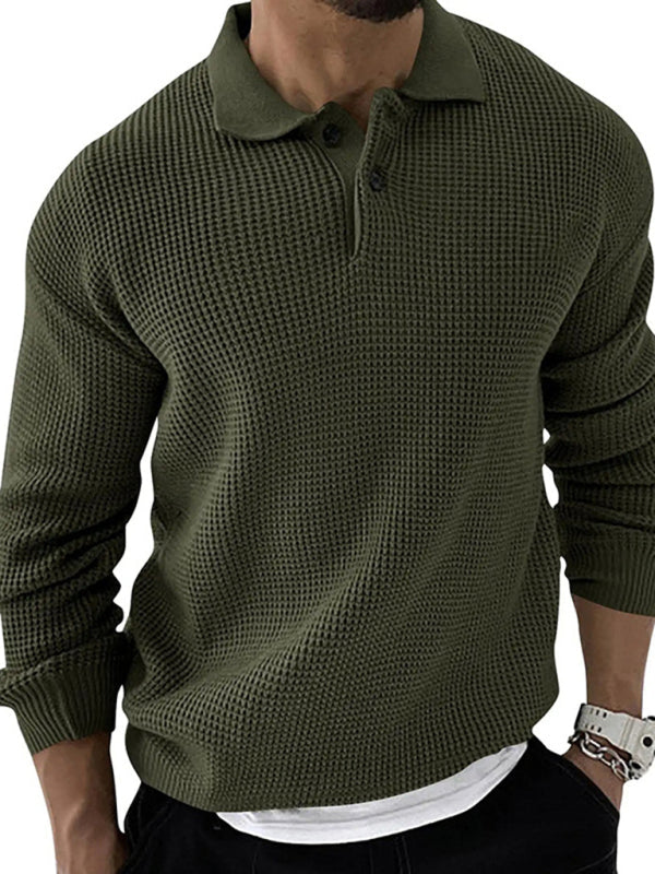 Lapel Sweater Men’s Fashion Urban Slim Long Sleeve Knitted Sweater