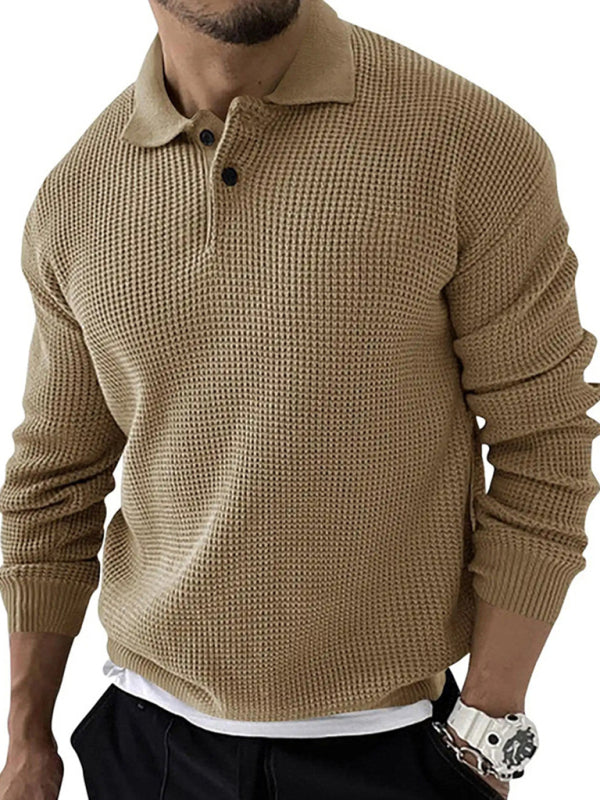 Lapel Sweater Men’s Fashion Urban Slim Long Sleeve Knitted Sweater