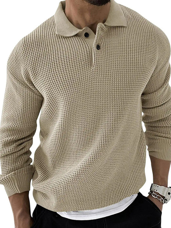 Lapel Sweater Men’s Fashion Urban Slim Long Sleeve Knitted Sweater