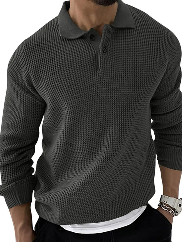 Lapel Sweater Men’s Fashion Urban Slim Long Sleeve Knitted Sweater