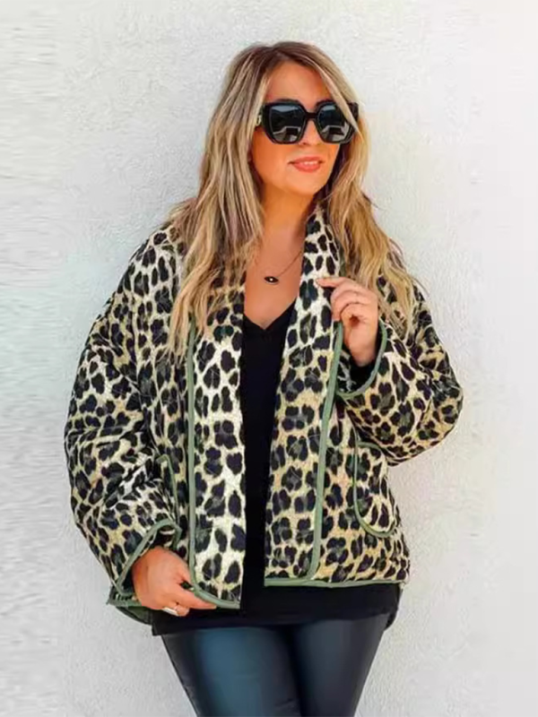 Leopard print cotton jacket - Green / S