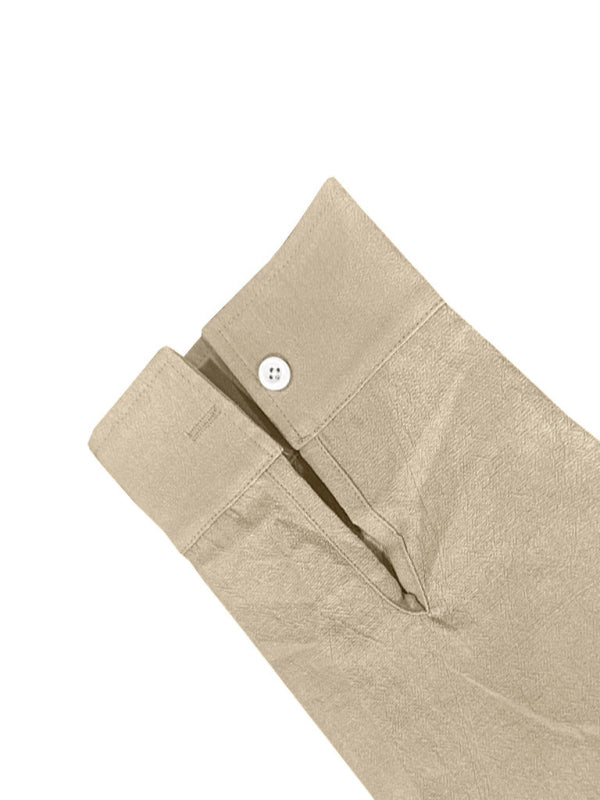 Linen long-sleeved stand-up collar breathable casual men’s shirt