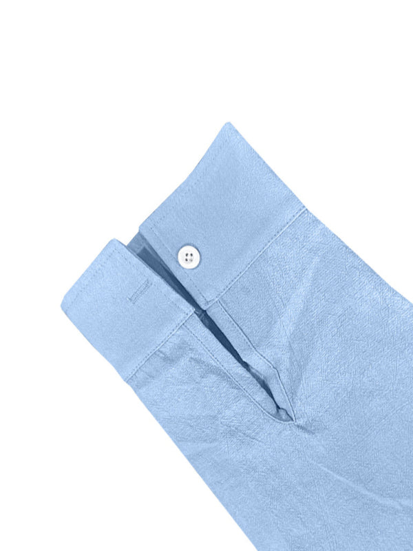 Linen long-sleeved stand-up collar breathable casual men’s shirt