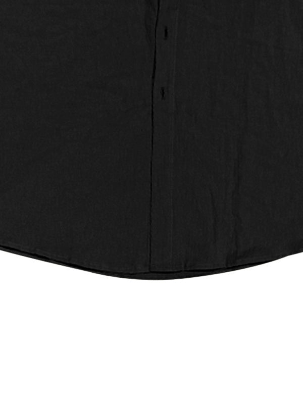 Linen men’s casual loose beach sunscreen long-sleeved shirt and trousers set