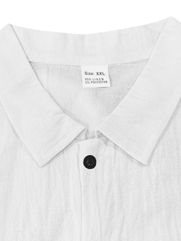 Linen men’s casual loose beach sunscreen long-sleeved shirt and trousers set