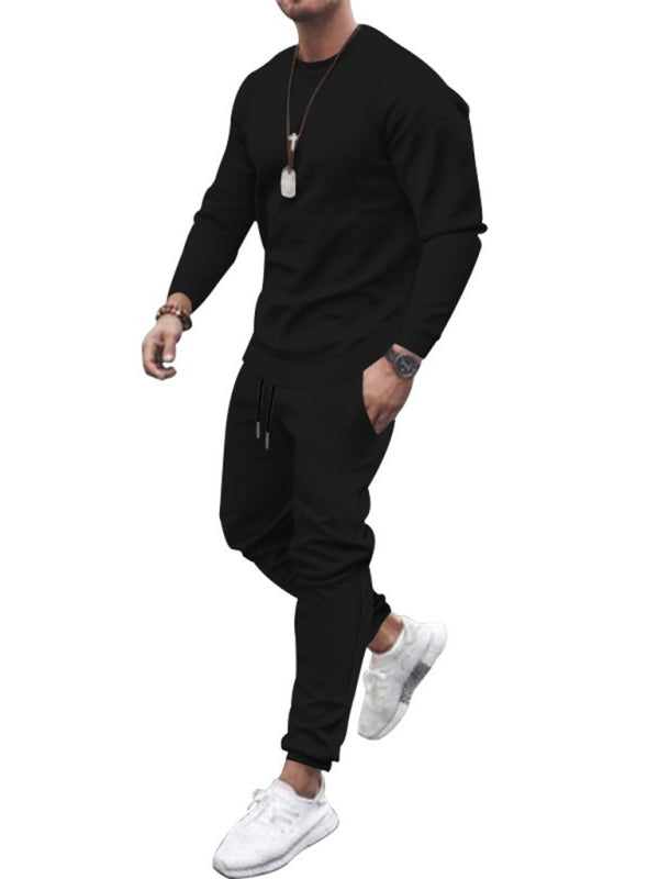 Long-sleeved casual suit men’s solid color trendy sports suit