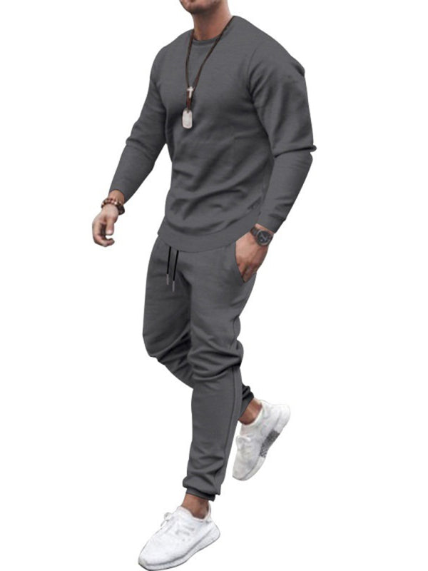 Long-sleeved casual suit men’s solid color trendy sports suit