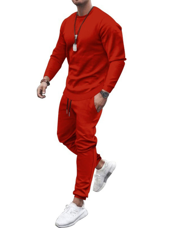 Long-sleeved casual suit men’s solid color trendy sports suit