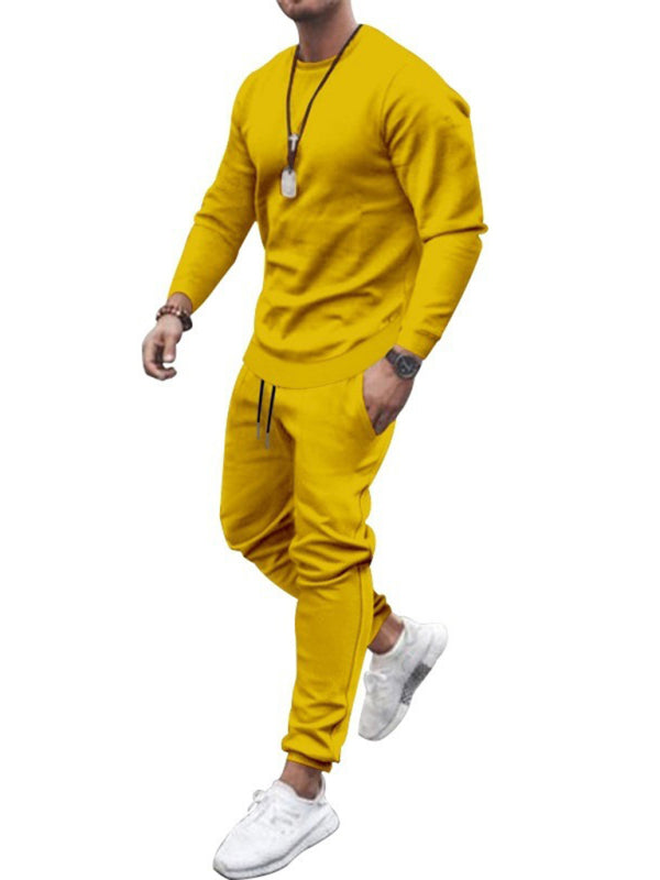 Long-sleeved casual suit men’s solid color trendy sports suit