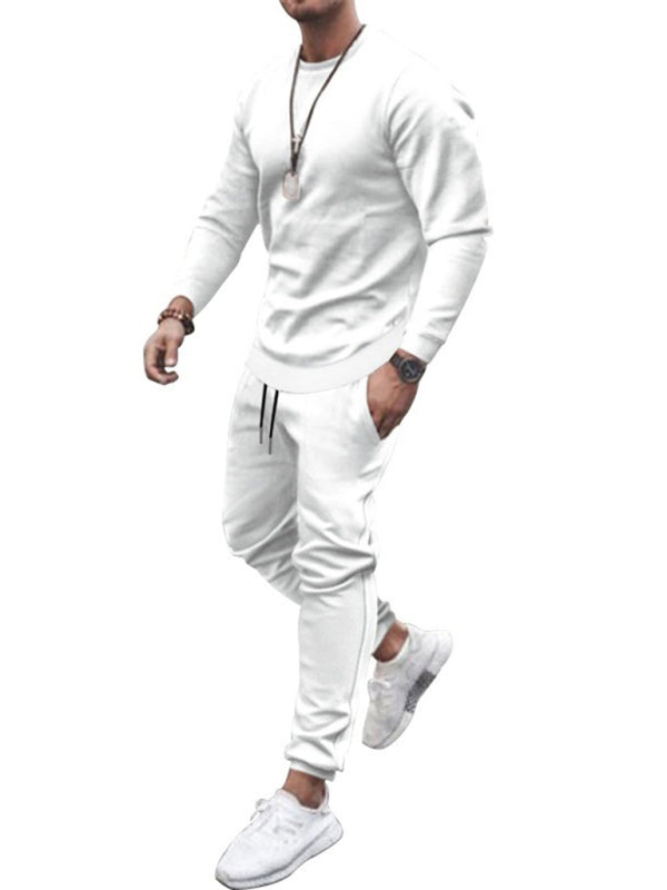 Long-sleeved casual suit men’s solid color trendy sports suit