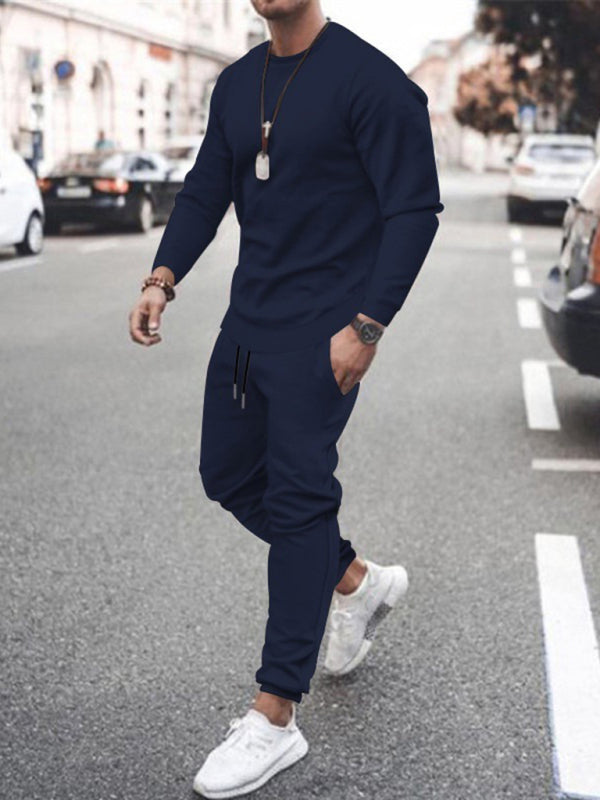 Long-sleeved casual suit men’s solid color trendy sports suit - Champlain color / M