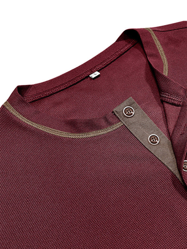 Men’s American Vintage Henley Collar Short Sleeve T-Shirt