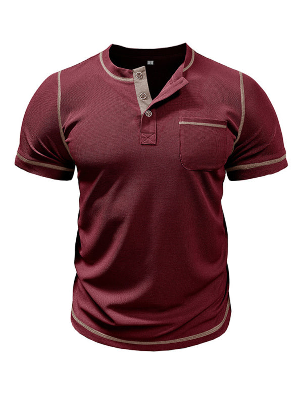 Men’s American Vintage Henley Collar Short Sleeve T-Shirt