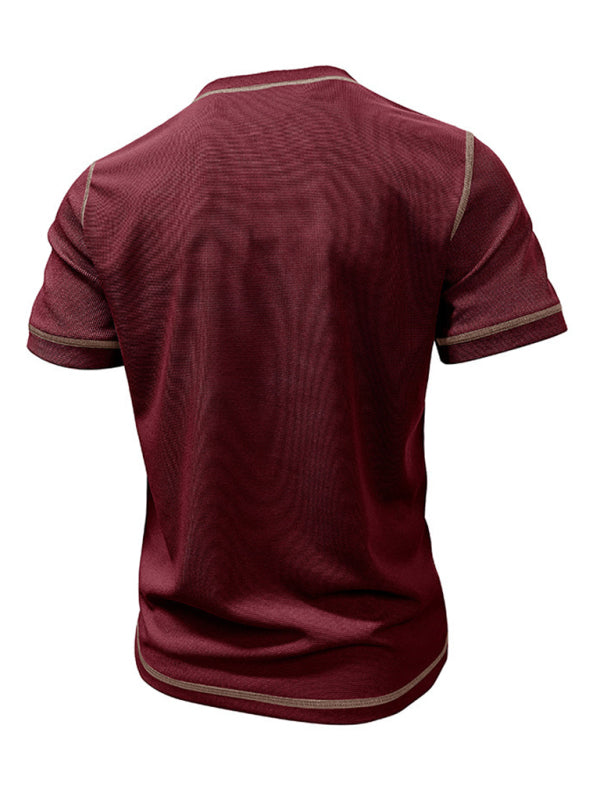 Men’s American Vintage Henley Collar Short Sleeve T-Shirt