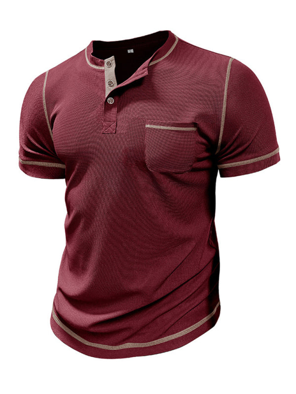 Men’s American Vintage Henley Collar Short Sleeve T-Shirt