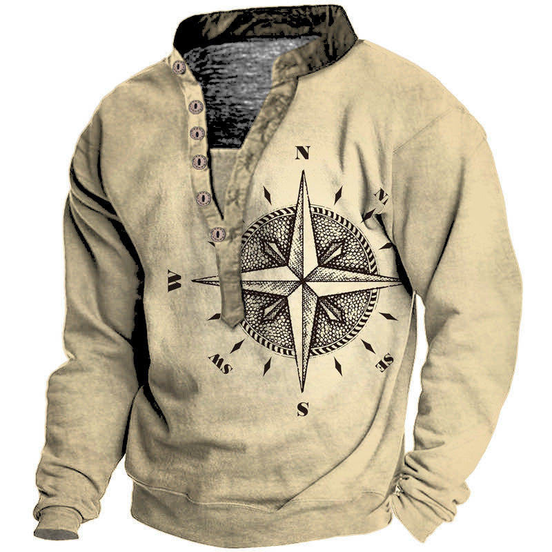 Men’s Arrow Compass Print Long Sleeve T-Shirt