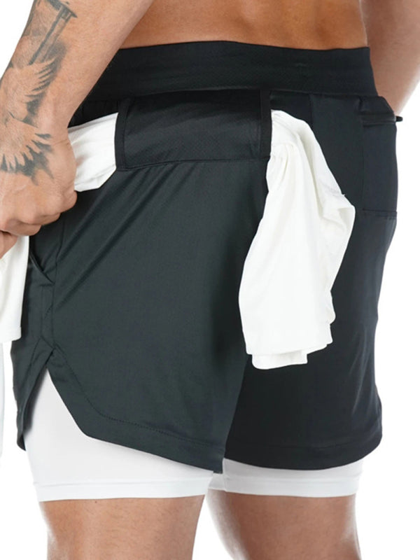 Men’s athleisure fake two-piece shorts