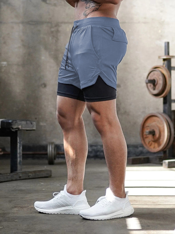 Men’s athleisure fake two-piece shorts
