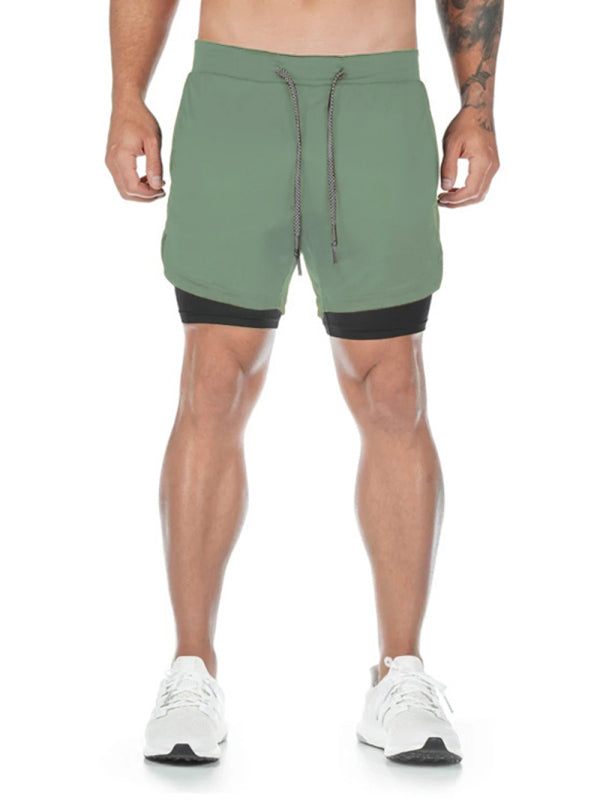 Men’s athleisure fake two-piece shorts