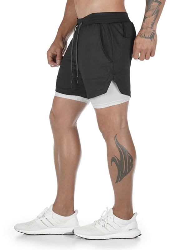 Men’s athleisure fake two-piece shorts