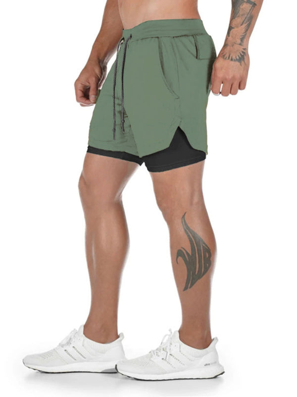 Men’s athleisure fake two-piece shorts